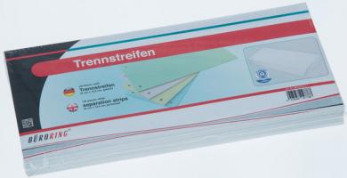 Büroring Trennstreifen weiß 10,5x24cm, 190g/qm Karton, gelocht 