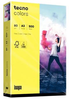 Kopierpapier Tecno Colors A3 80g, gelb VE 1Packung 500 Blatt 